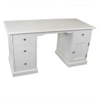 Massivholz Schreibtisch, Soft-Close, cremeweiß