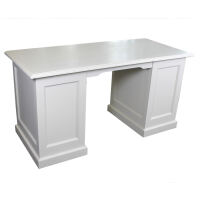 Massivholz Schreibtisch, Soft-Close, cremeweiß