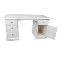 Massivholz Schreibtisch, Soft-Close, cremeweiß
