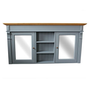 Bad Spiegelschrank Landhausstil fehgrau, Kranz honigbraun