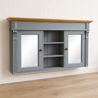 Bad Spiegelschrank Landhausstil fehgrau, Kranz honigbraun