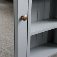 Bad Spiegelschrank Landhausstil fehgrau, Kranz honigbraun