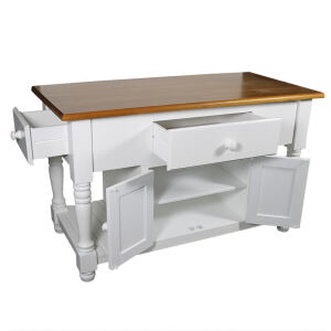 Großer Küchen Konsolentisch Landhausstil, weiß-braun