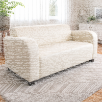 Retro Lounge Sofa Berlin 2 Sitzer Leder cremeweiß