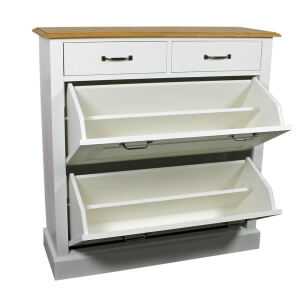 Landhaus Schuhschrank mit KippfÃ¤cher, altweiÃŸ-braun