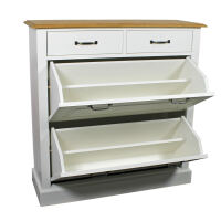 Landhaus Schuhschrank mit KippfÃ¤cher, altweiÃŸ-braun