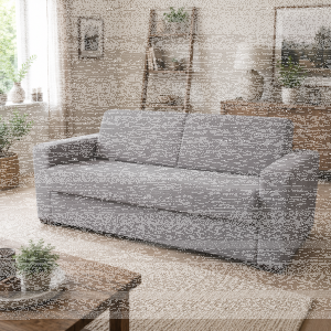 Schlafsofa mit Matratze, Microfaser grau