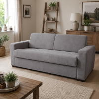 Schlafsofa mit Matratze, Microfaser grau