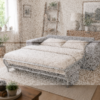 Schlafsofa mit Matratze, Microfaser grau