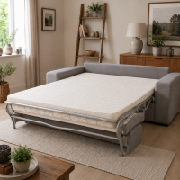 Schlafsofa mit Matratze, Microfaser grau