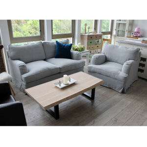 Landhausstil Hussensessel Webbezug grau