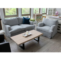Landhausstil Hussensessel Webbezug grau