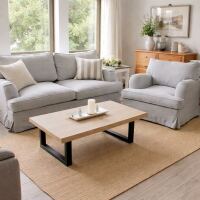 Landhausstil Hussensessel Webbezug grau