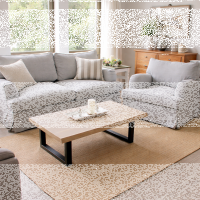 Landhausstil Hussensessel Webbezug grau