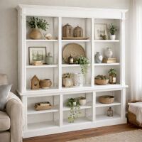 Großes Landhausstil Bücherregal weiß