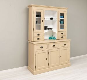 Landhaus-Buffetschrank beige und weiß