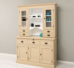 Landhaus-Buffetschrank beige und weiß