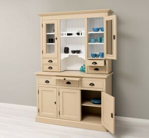 Landhaus-Buffetschrank beige und weiß