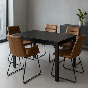 Rechteckiger Esstisch 80x120cm schwarz