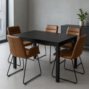 Rechteckiger Esstisch 80x120cm schwarz