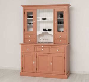 Buffetschrank im Landhausstil in modernem Beigerot und Weiß
