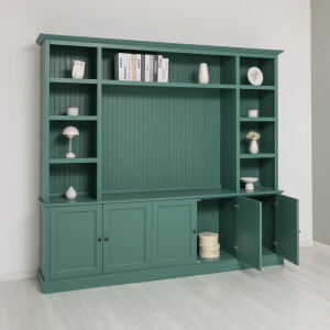 Landhausstil Wohnzimmer TV Regalwand lackiert