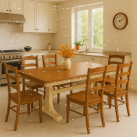 Landhaus-Esstisch braun-beige ausziehbar 250x100cm