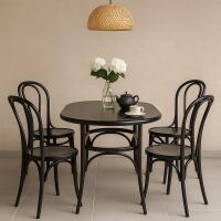 Bistro-Bugholztisch 70x110cm, schwarz