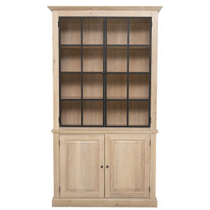 Landhaus Bücherschrank mit Glastüren Massivholz Eiche