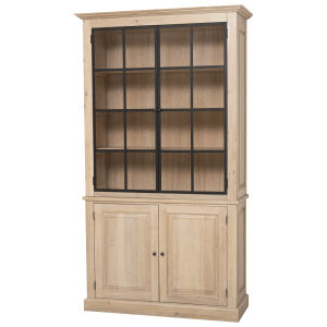 Landhaus Bücherschrank mit Glastüren Massivholz Eiche