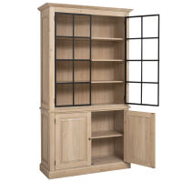 Landhaus Bücherschrank mit Glastüren Massivholz Eiche