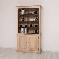 Landhaus Bücherschrank mit Glastüren Massivholz Eiche