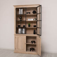 Landhaus Bücherschrank mit Glastüren Massivholz Eiche