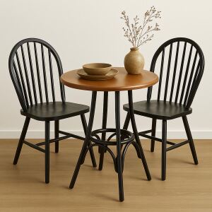 runder Bugholztisch 70cm braun-schwarz