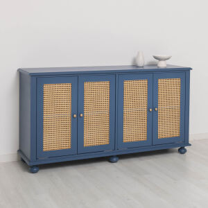 Landhaus Sideboard Rattan Geflecht Türen
