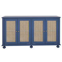 Landhaus Sideboard Rattan Geflecht Türen