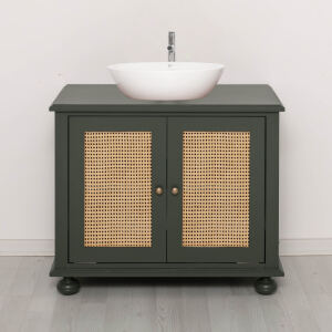 Landhaus Waschtisch Rattan Geflecht Türen