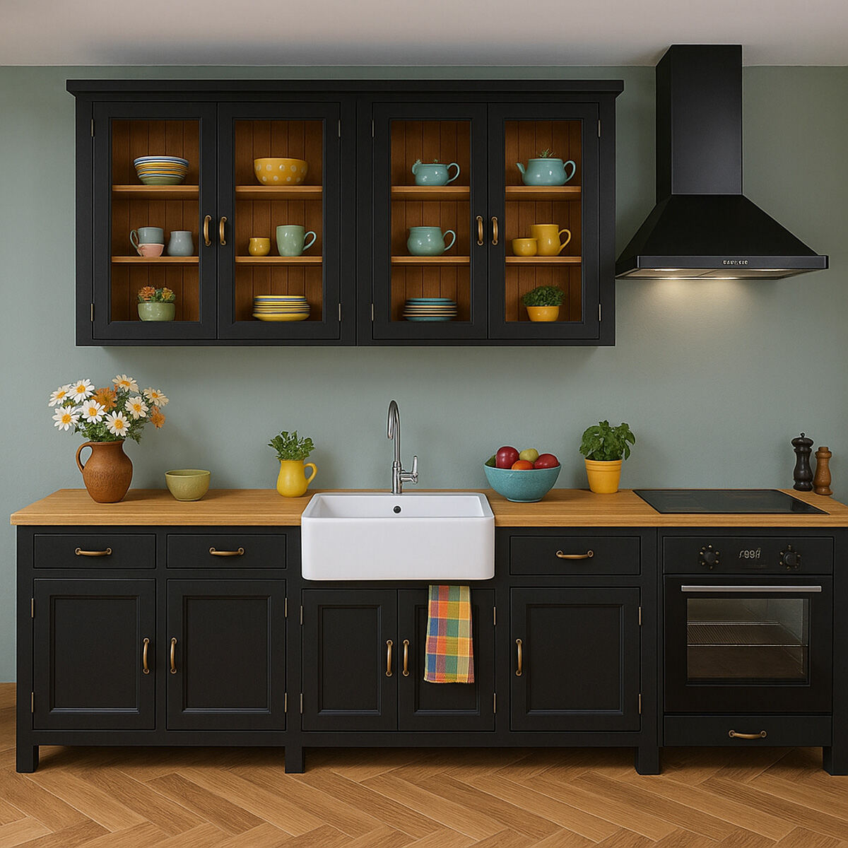 Landhausküche schwarz Massiv Holz - Onlineshop für massive Landhausmöbel