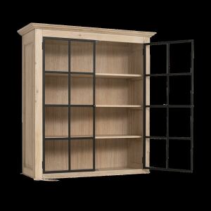 Aufsatz Bücherschrank mit Glastüren Massivholz...