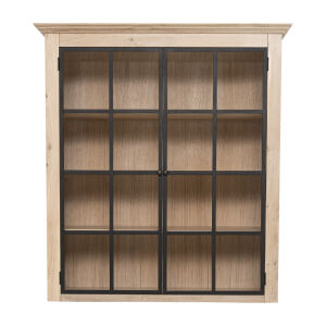 Aufsatz Bücherschrank mit Glastüren Massivholz Eiche
