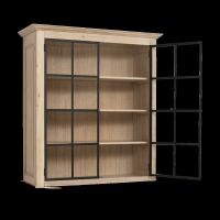 Aufsatz Bücherschrank mit Glastüren Massivholz Eiche