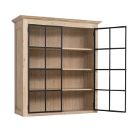 Aufsatz Bücherschrank mit Glastüren Massivholz Eiche