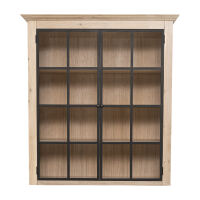 Aufsatz Bücherschrank mit Glastüren Massivholz Eiche