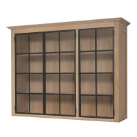Großer Aufsatz Bücherschrank mit Glastüren Massivholz Eiche