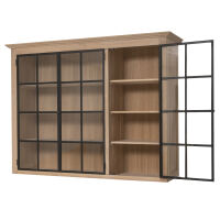 Großer Aufsatz Bücherschrank mit Glastüren Massivholz Eiche