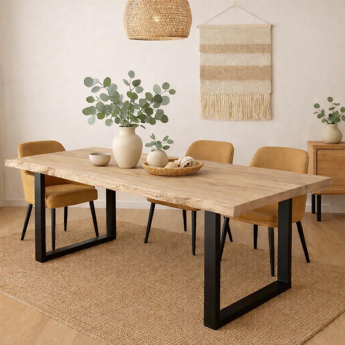 Massivholztisch mit Baumkante - Wildeiche white-washed 200 x 100 cm - Onlineshop für massive Landhausmöbel