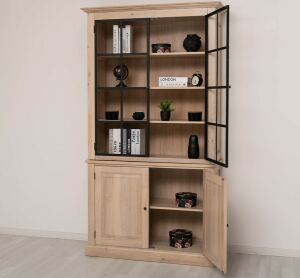Bücherschrank mit Glatüren im modernen Landhaus-Stil Eiche weiß geölt