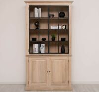 Bücherschrank mit Glatüren im modernen Landhaus-Stil Eiche weiß geölt
