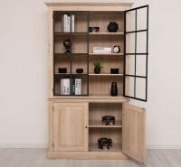 Bücherschrank mit Glatüren im modernen Landhaus-Stil Eiche weiß geölt