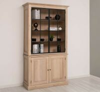Bücherschrank mit Glatüren im modernen Landhaus-Stil Eiche weiß geölt